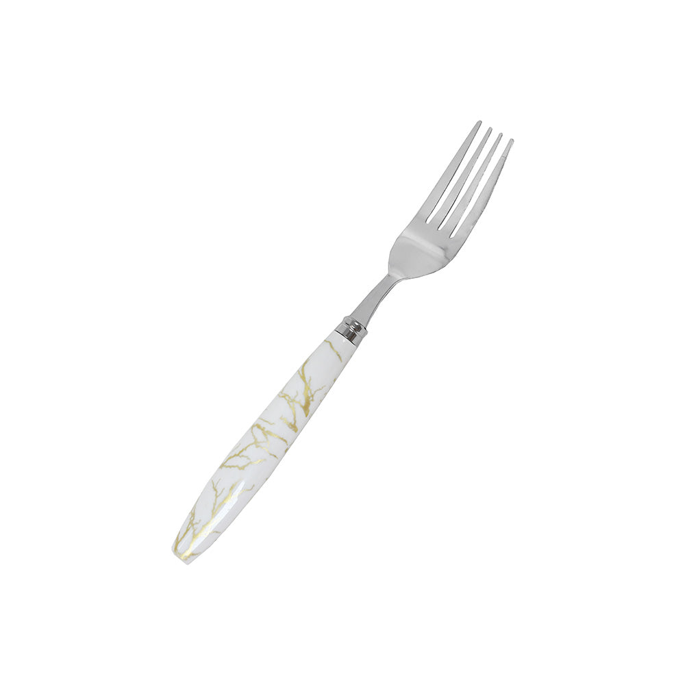 TENEDOR  POSTRE 6PZ MANGO PLASTICO BLANCO LH-3749