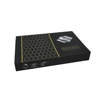 JUEGO DE CUBIERTOS NEGROS 24PZ EN CAJA  LH-3778