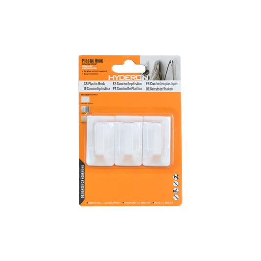 COLGADOR CUADRDO PLASTICO 3PZ BLANCO 45MM LH-3590