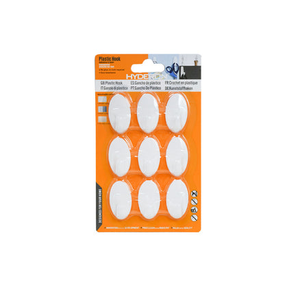 COLGADOR OVALADO PLASTICO 9PZ BLANCO 33MM LH-3588