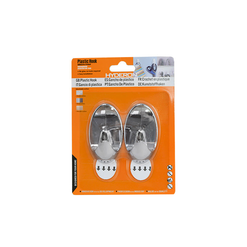 COLGADOR OVALADO PLASTICO 2PZ CROMADO 70MM LH-3586