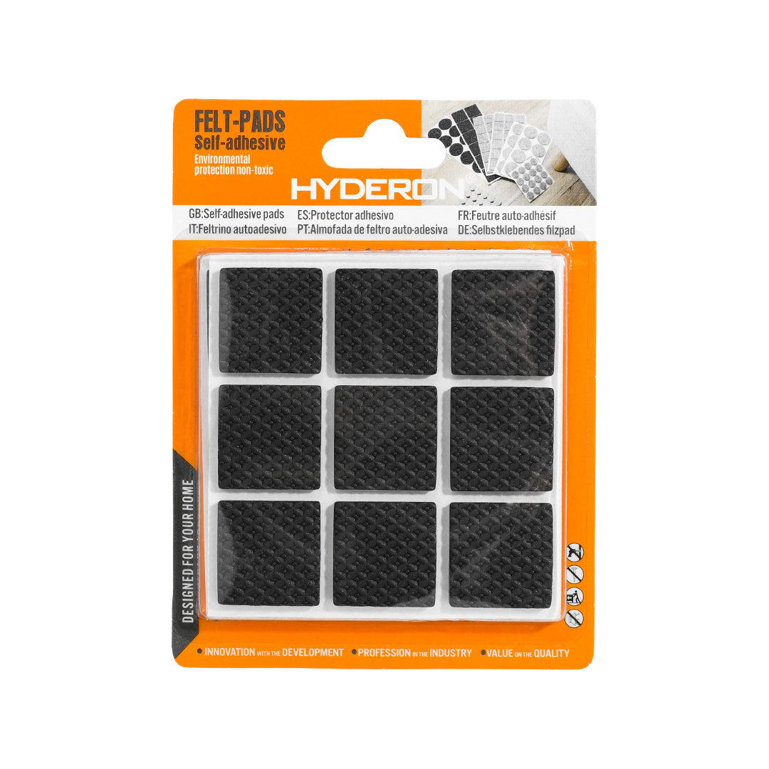 PROTECTOR ADHESIVO CUADRADO NEGRO 18PZ 25MM LH3564