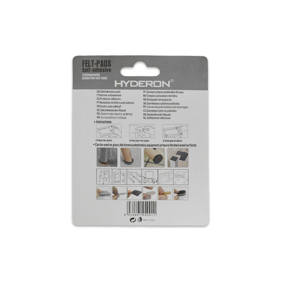 PROTECTOR ADHESIVO CUADRADO NEGRO 8PZ 40MM LH-3565