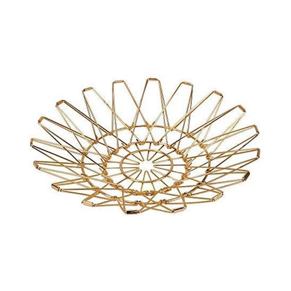 CESTO DE FRUTAS PLEGABLE METALICO DORADO LH-3677