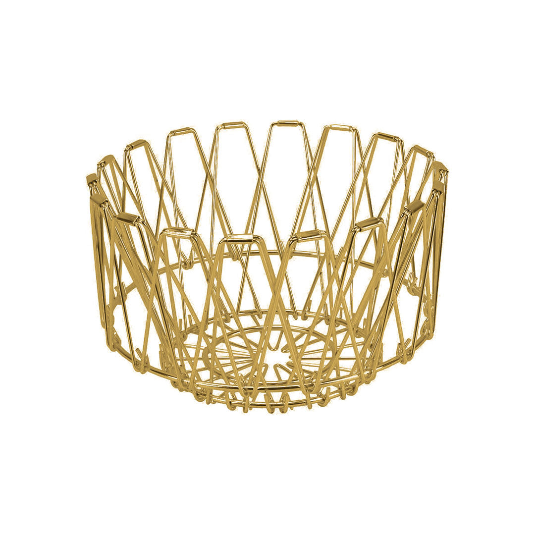 CESTO DE FRUTAS PLEGABLE METALICO DORADO LH-3677