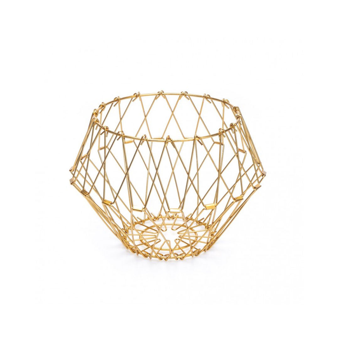 CESTO DE FRUTAS PLEGABLE METALICO DORADO LH-3677