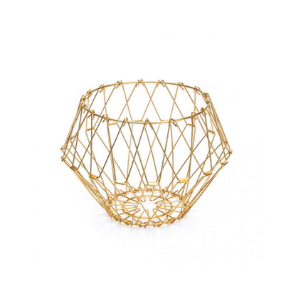 CESTO DE FRUTAS PLEGABLE METALICO DORADO LH-3677