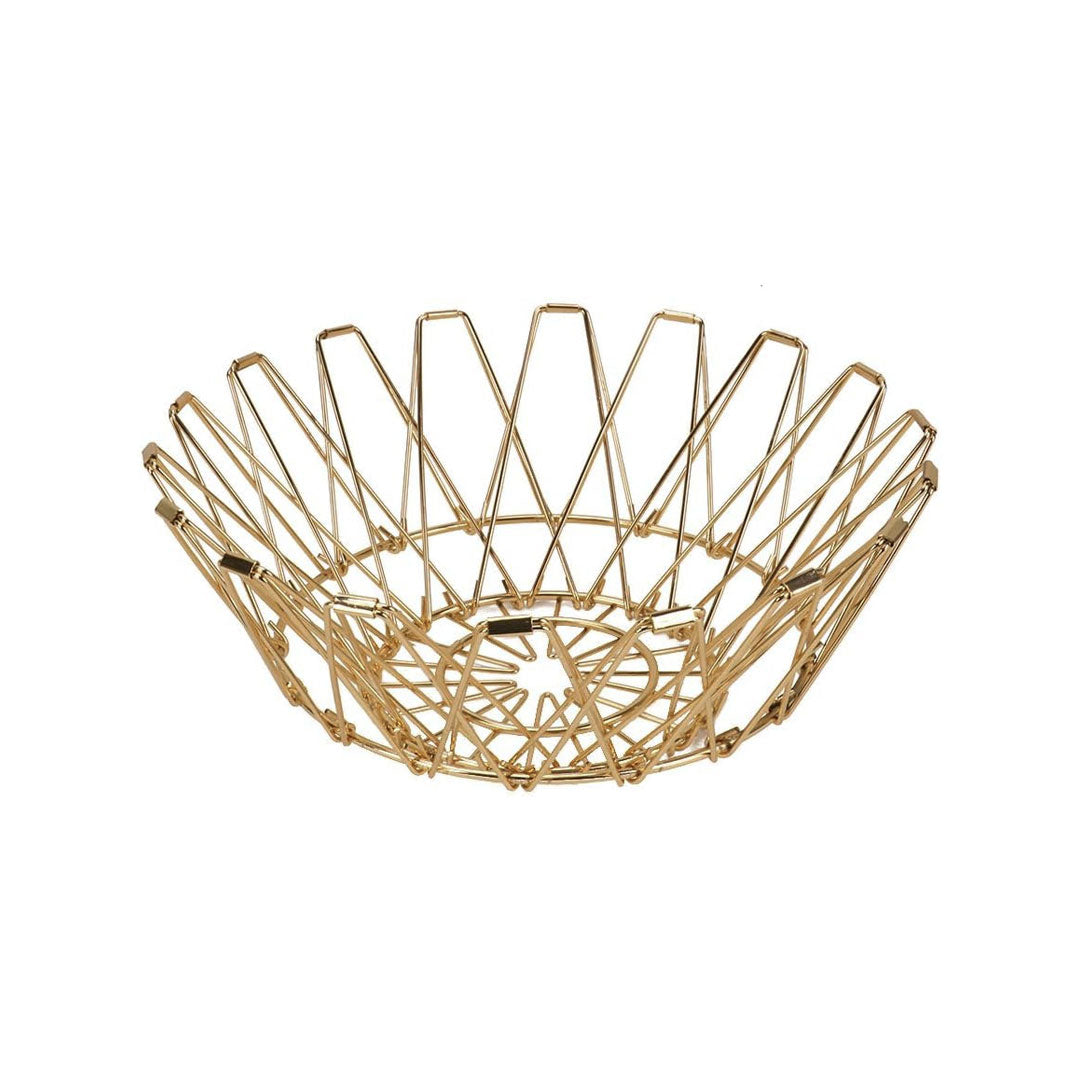 CESTO DE FRUTAS PLEGABLE METALICO DORADO LH-3677
