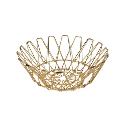 CESTO DE FRUTAS PLEGABLE METALICO DORADO LH-3677