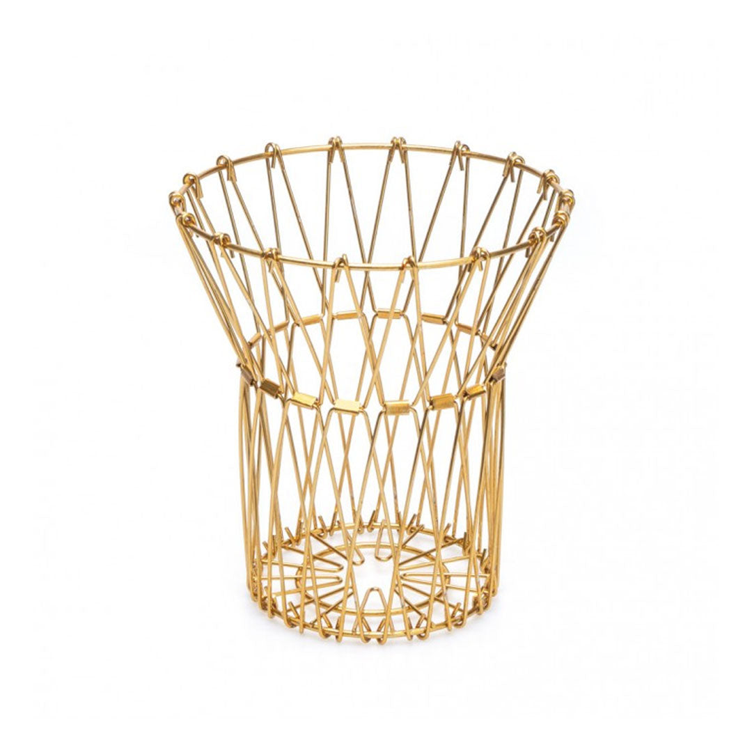 CESTO DE FRUTAS PLEGABLE METALICO DORADO LH-3677