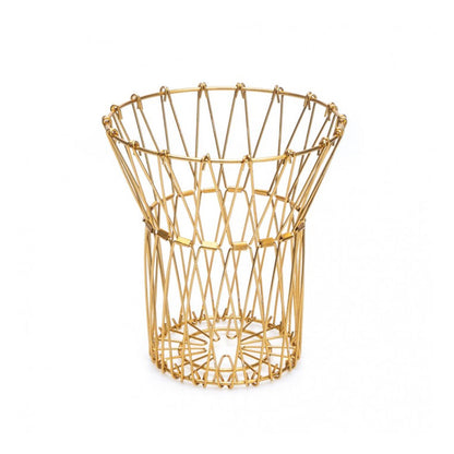 CESTO DE FRUTAS PLEGABLE METALICO DORADO LH-3677