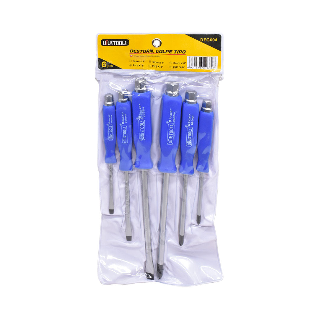 DESTORNILLADOR DE GOLPE 6PZ AZUL UYUST DEG604