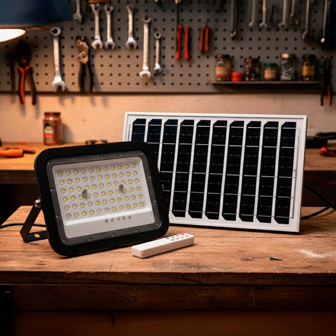 FOCO 100W SOLAR C/PANEL LUZ FRIA LED LIFE LH-3955