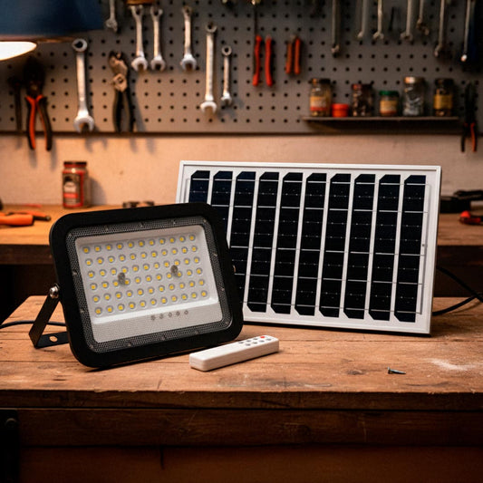 FOCO 100W SOLAR C/PANEL LUZ FRIA LED LIFE LH-3955