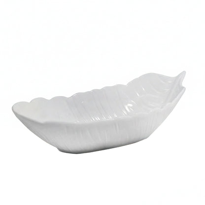 RECIPIENTE CERAMICO BLANCO TIPO HOJA LH-4264