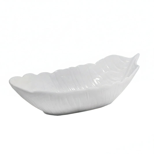 RECIPIENTE CERAMICO BLANCO TIPO HOJA LH-4264