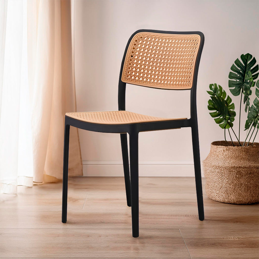 SILLA CLASICA REJILLA BEIGE NEGRO LH-4978