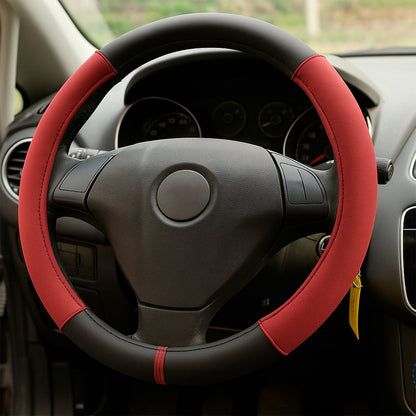 CUBRE VOLANTE NEGRO CON ROJO, MARRON, GRIS LH-4550