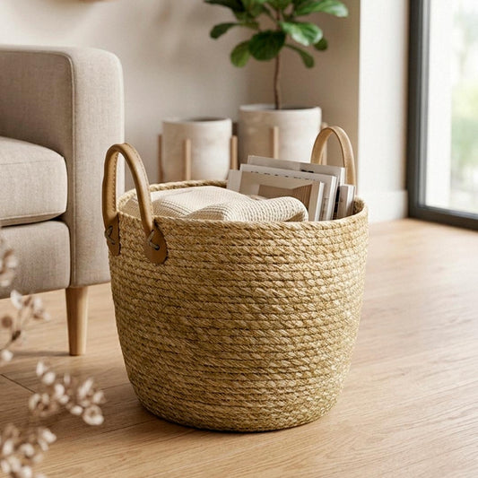 CANASTO DE YUTE NATURAL 29X22CM LH-4188