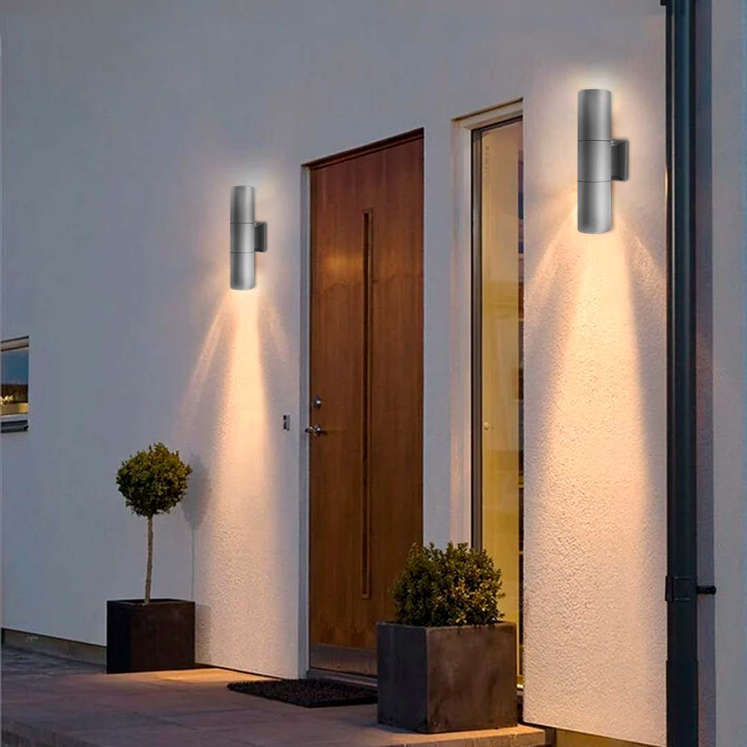 LUMINARIA EXT 2 LUCES 6.5CM DE DIAMET GRIS LH-2807