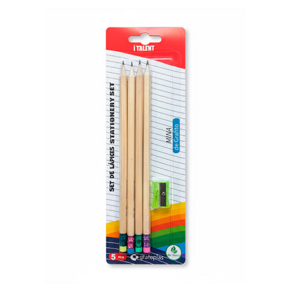 SET 4 LAPICES + SACAPUNTAS BLISTER LH-4496