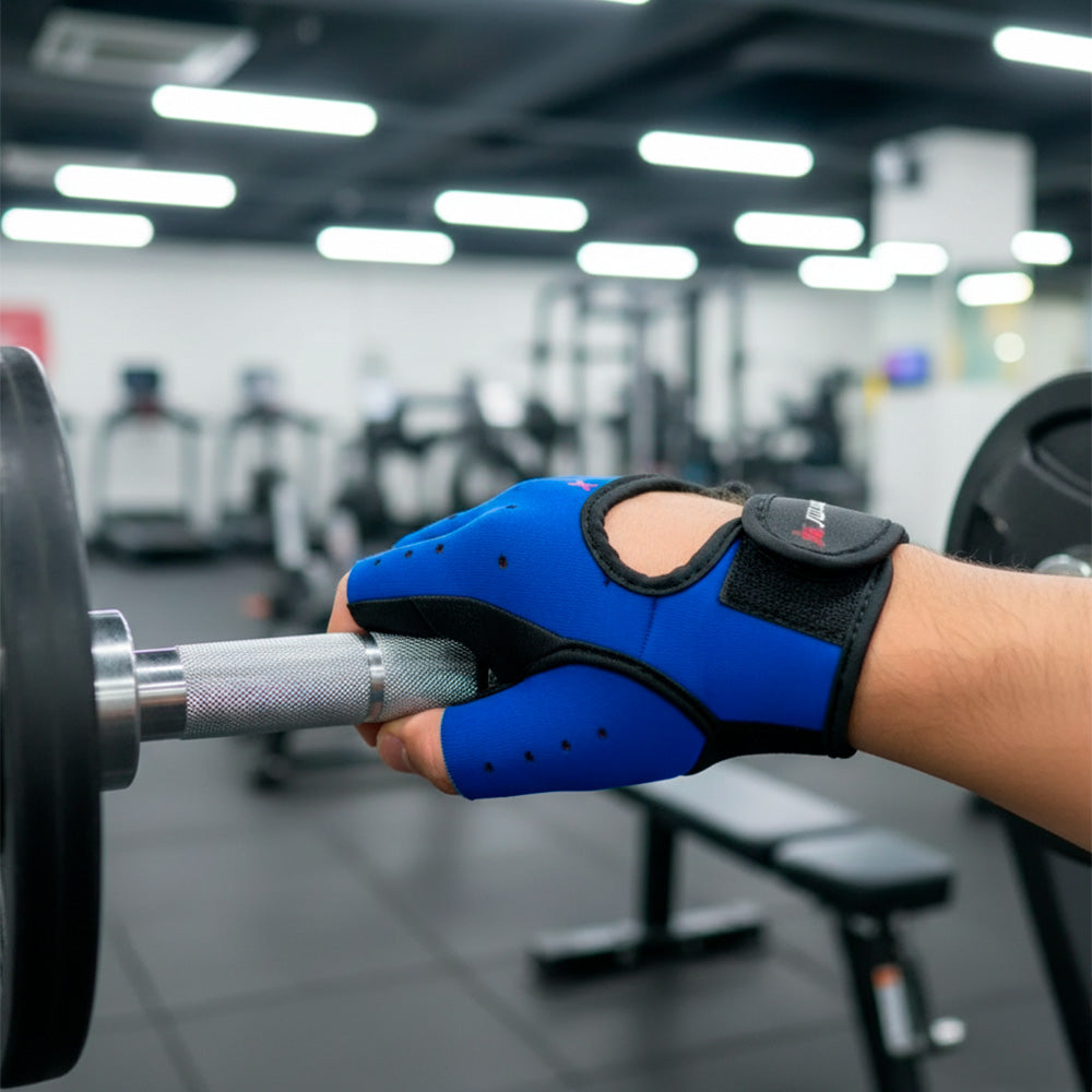 GUANTES PARA GYM AZUL NEGRO LH-4512