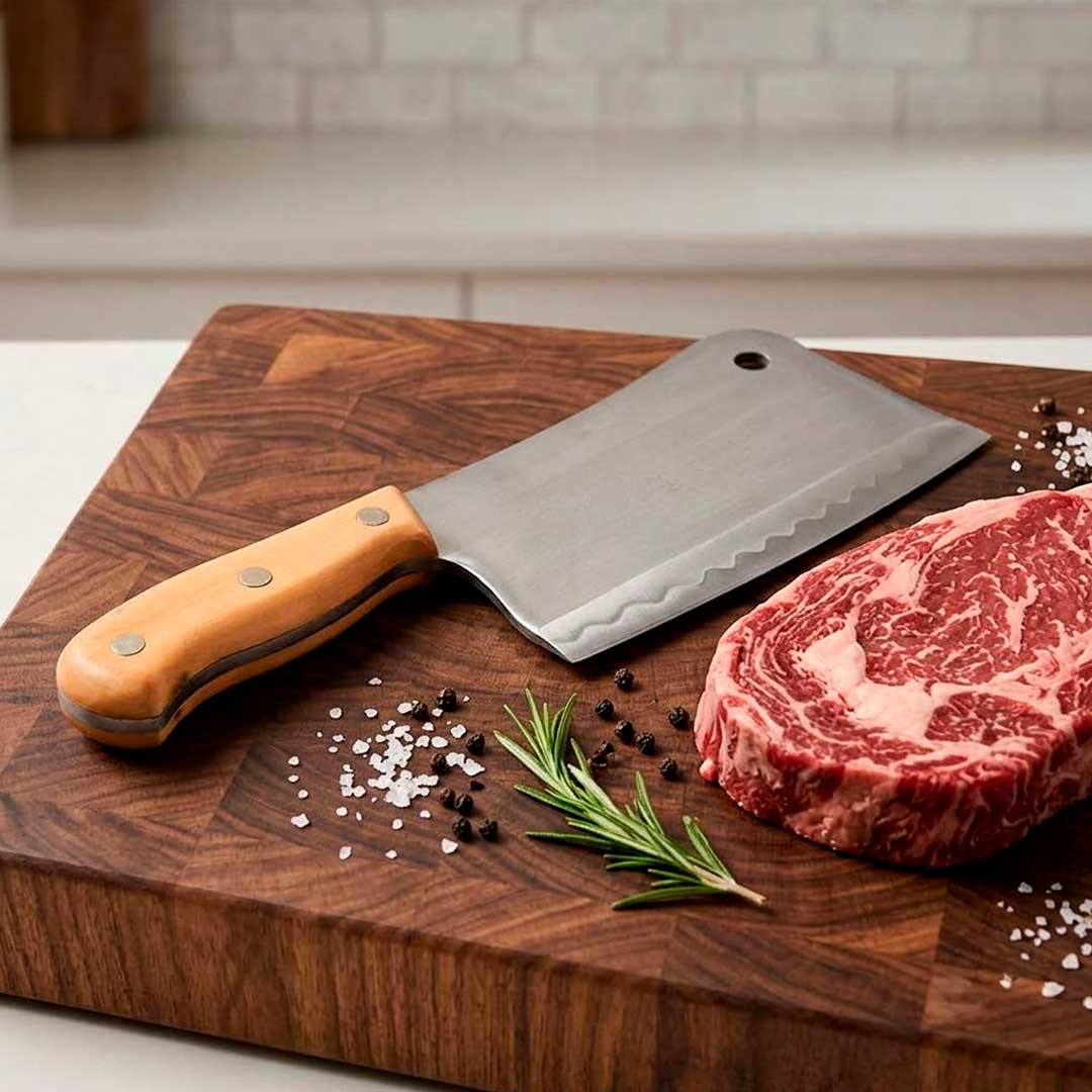 CUCHILLO DE CARNICERO MANGO MARRON LH-4656