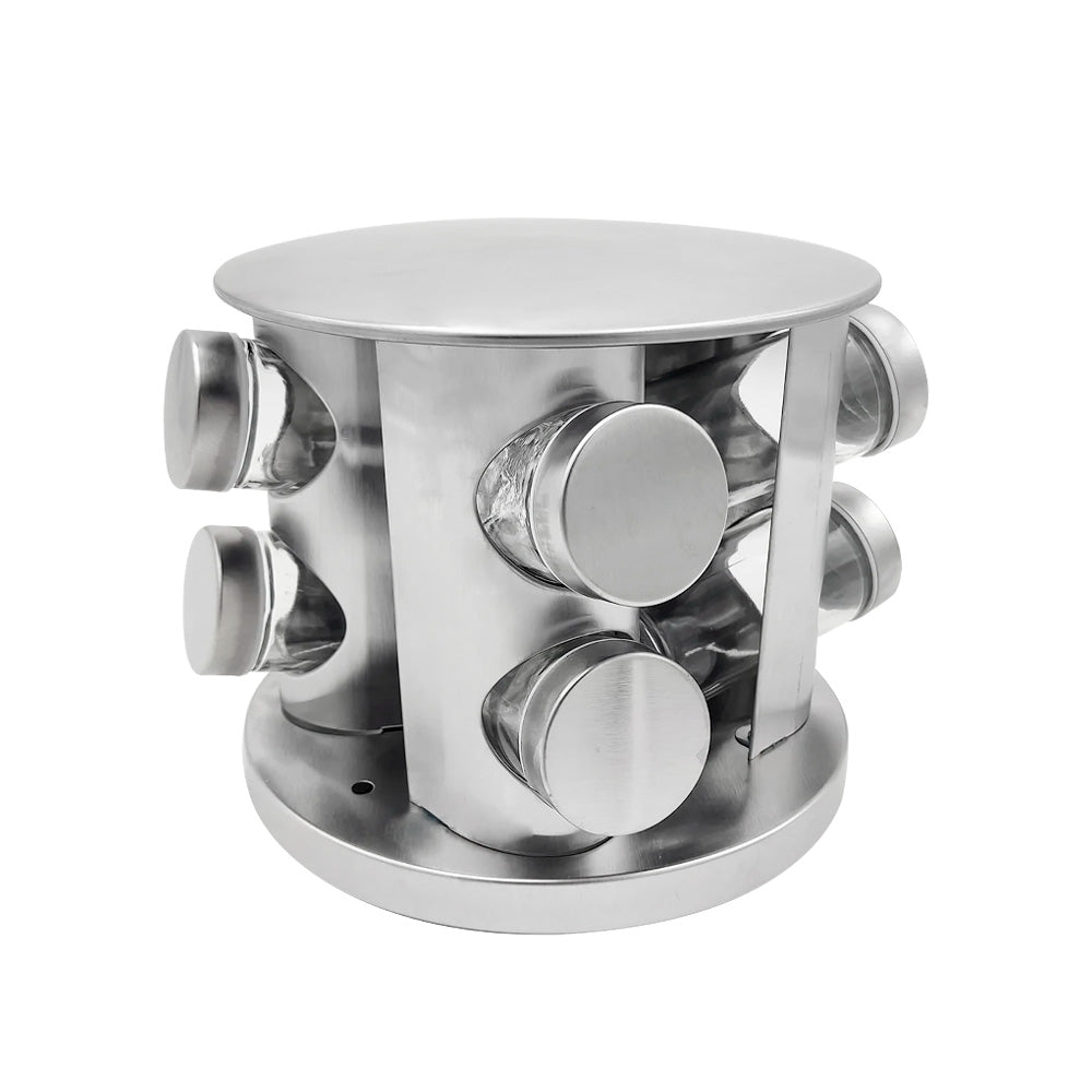 SET DE  CONDIMENTOS 8 PZ GIRATORIO PLATEADO LH4619