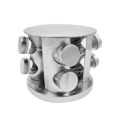 SET DE  CONDIMENTOS 8 PZ GIRATORIO PLATEADO LH4619