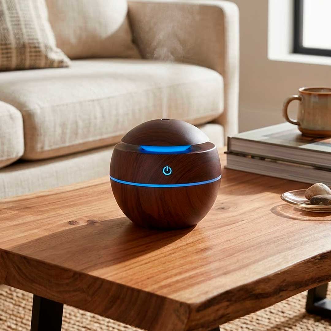 DIFUSOR HUMIDIFICADOR USB CON LUCES NOGAL LH-4668