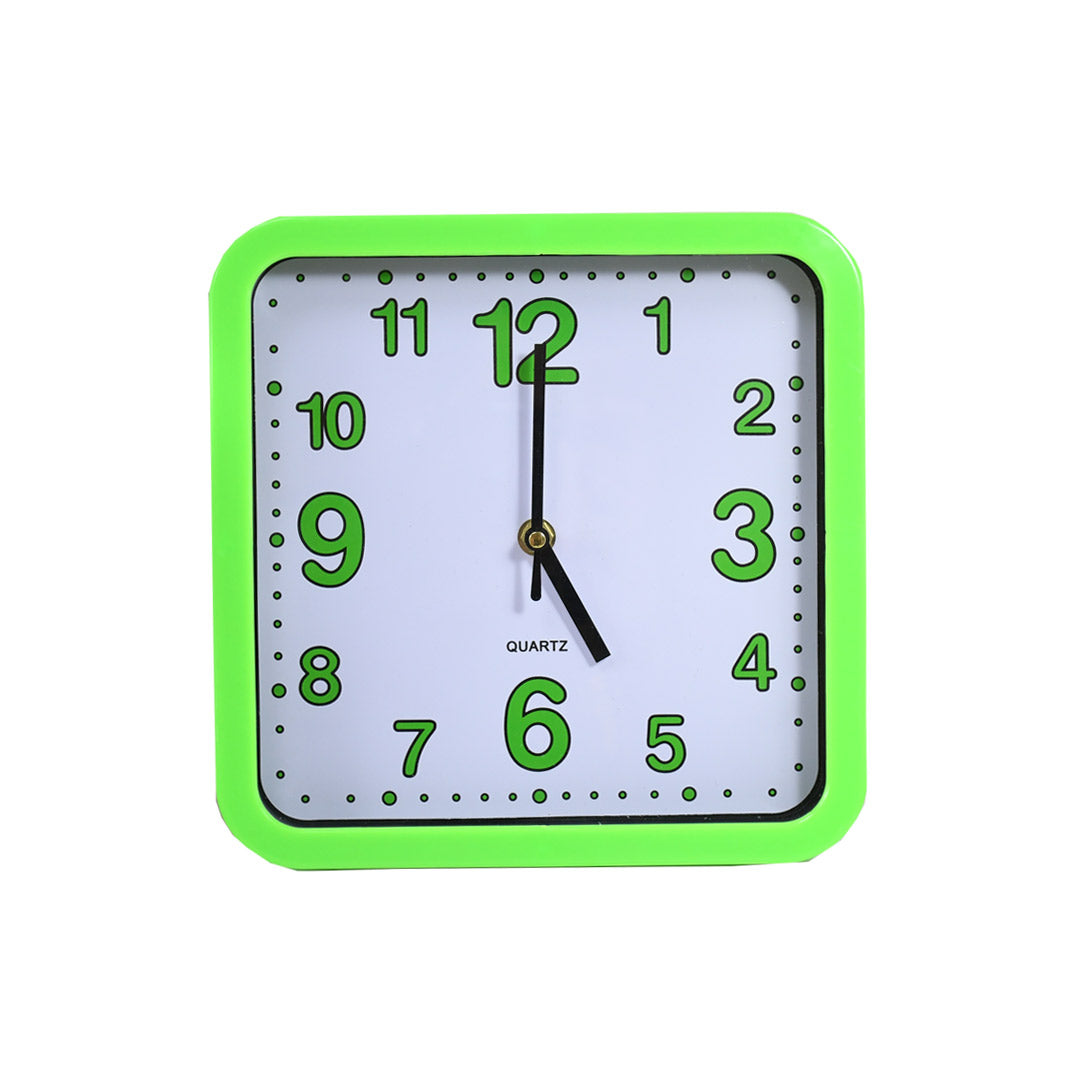 RELOJ CUADRADO BORDE FLUORECENTE 23X23CM LH-4843
