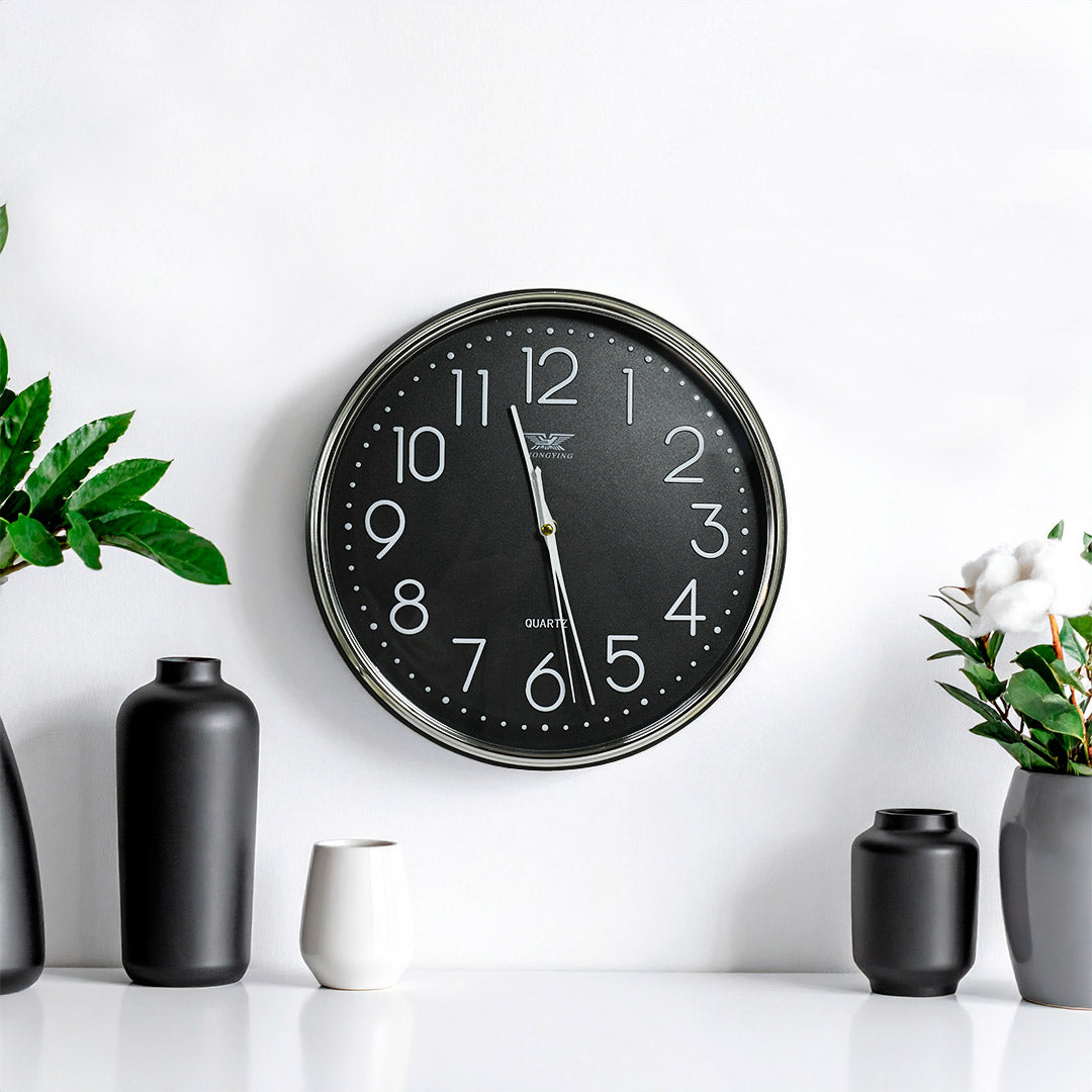 RELOJ REDONDO BORDE METALICO 30CM DIAMETRO LH-4844