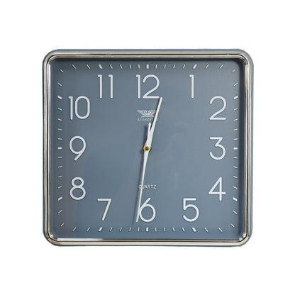 RELOJ CUADRADO BLANCO 32X30 BORDE PLATA LH-4846