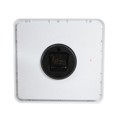 RELOJ CUADRADO BLANCO 32X30 BORDE PLATA LH-4846