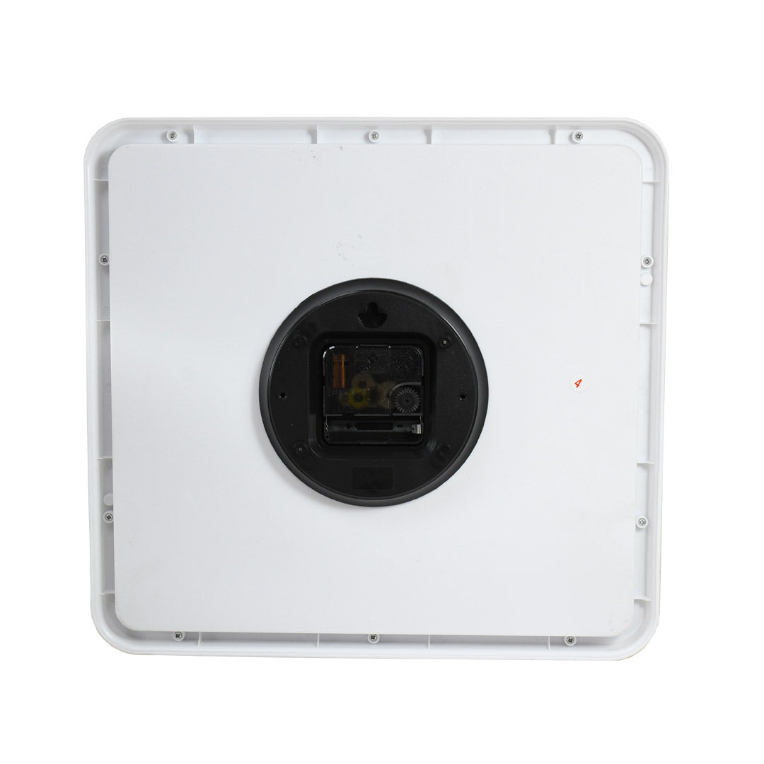 RELOJ CUADRADO BLANCO 32X30 BORDE PLATA LH-4846