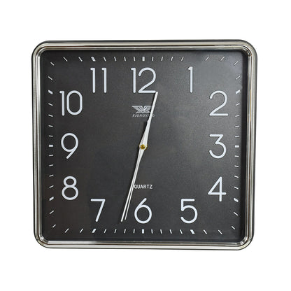 RELOJ CUADRADO BLANCO 32X30 BORDE PLATA LH-4846