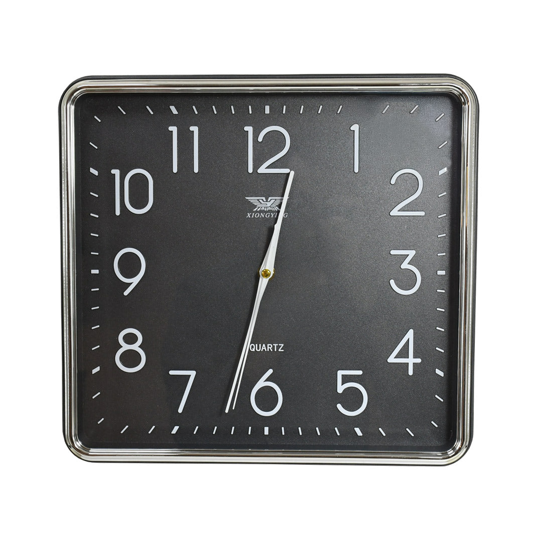 RELOJ CUADRADO BLANCO 32X30 BORDE PLATA LH-4846