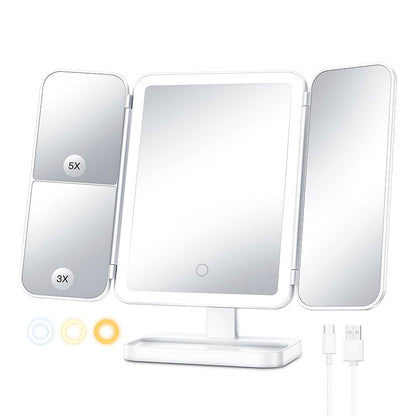 ESPEJO TRIPLE CON AUMENTO Y LED RECARGABLE LH-4850