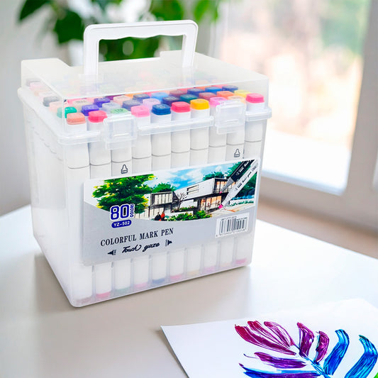 MARCADORES DE COLORES 80 UNID BOX PLASTICO LH-4426