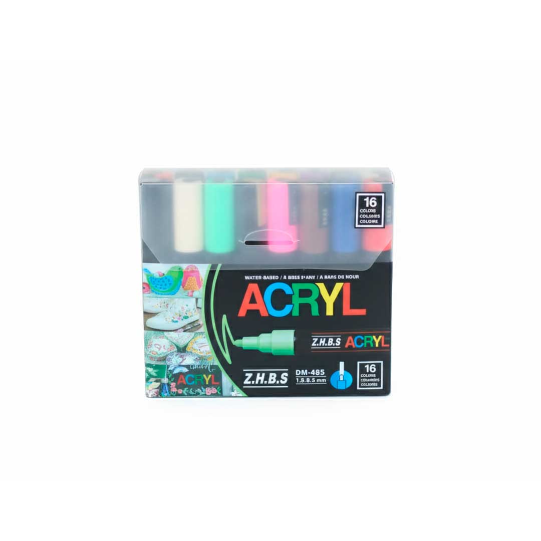 MARCADOR ACRILICO 16 U EN BOX PTA REDONDA LH-4433