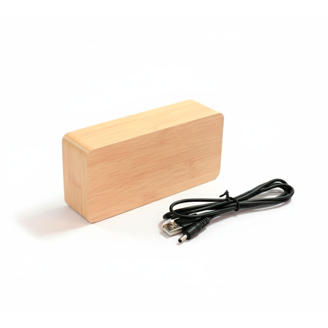 RELOJ DIGITAL BLOQUE DE MADERA LH-4649