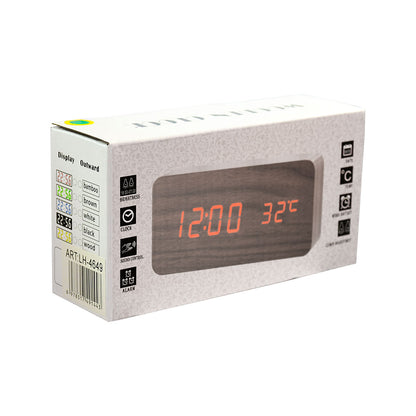 RELOJ DIGITAL BLOQUE DE MADERA LH-4649