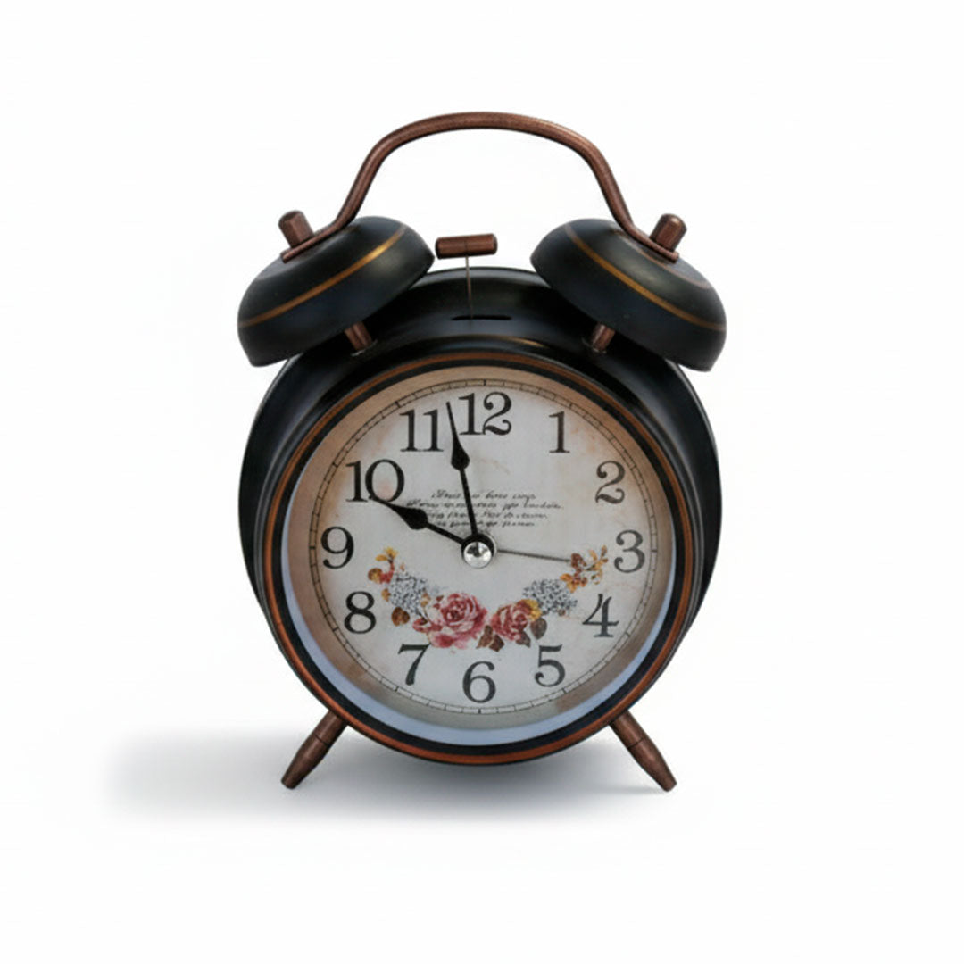 RELOJ DESPERTADOR REDONDO FONDO FLORES LH-4829