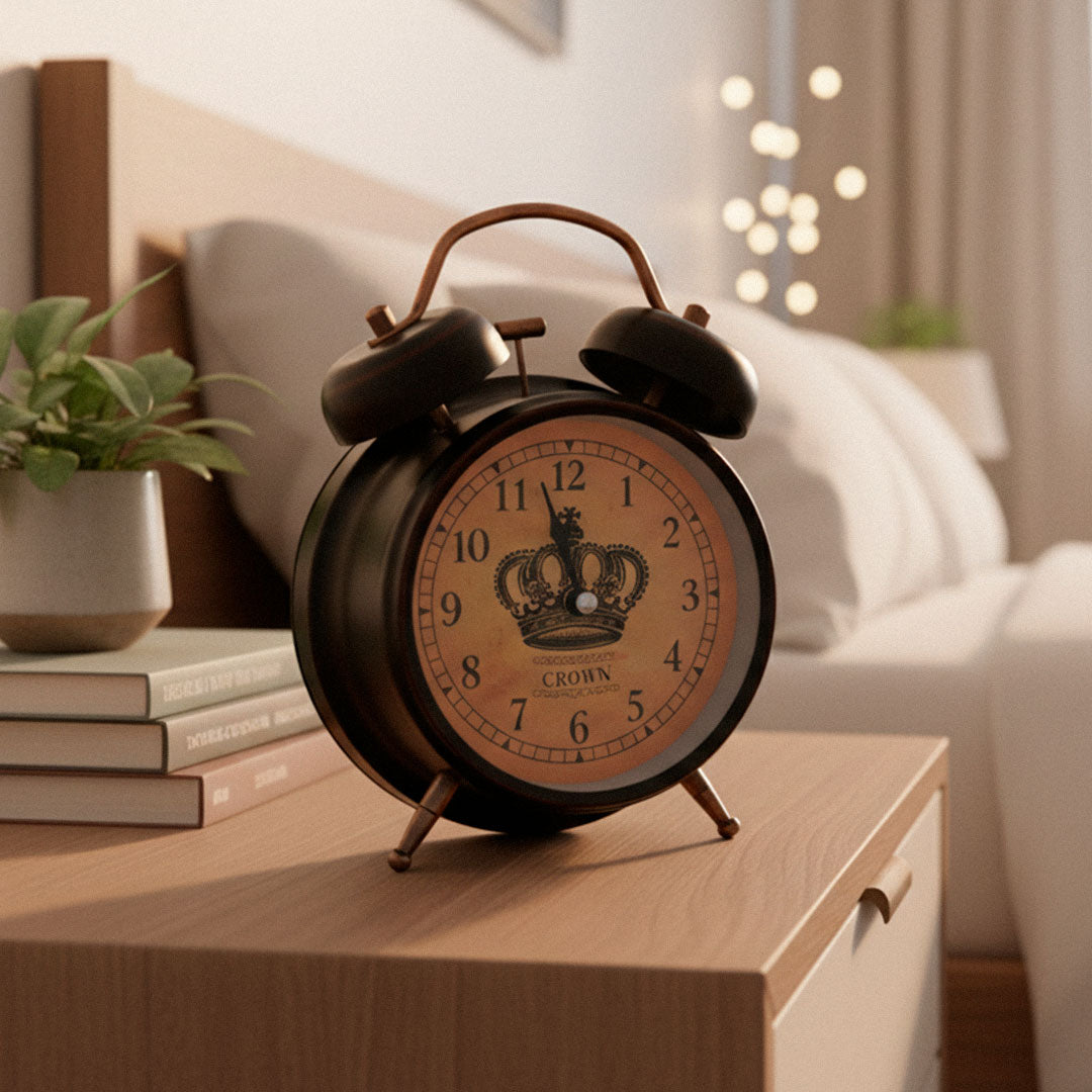 RELOJ DESPERTADOR REDONDO FONDO CORONA LH-4830