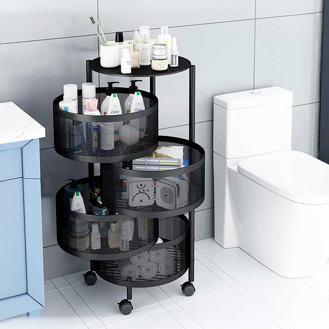 ORGANIZADOR DE 4 PISOS REDONDO NEGRO LH-4746