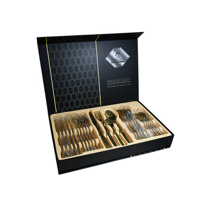 JUEGO DE CUBIERTOS DORADO 24PZ EN CAJA LH-4607