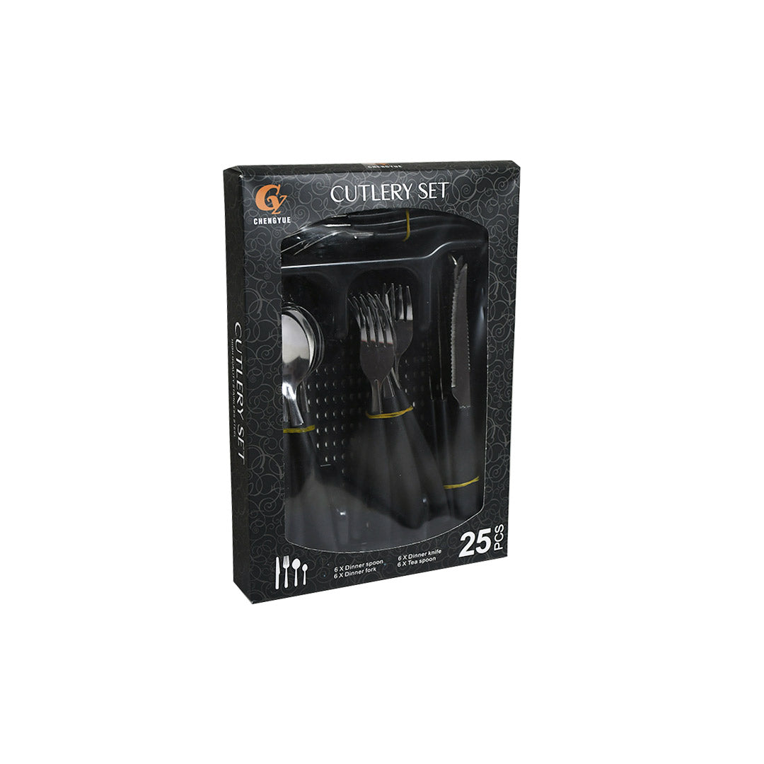 JUEGO DE CUBIERTOS 24PZ MANGO PLASTICO LH-4609