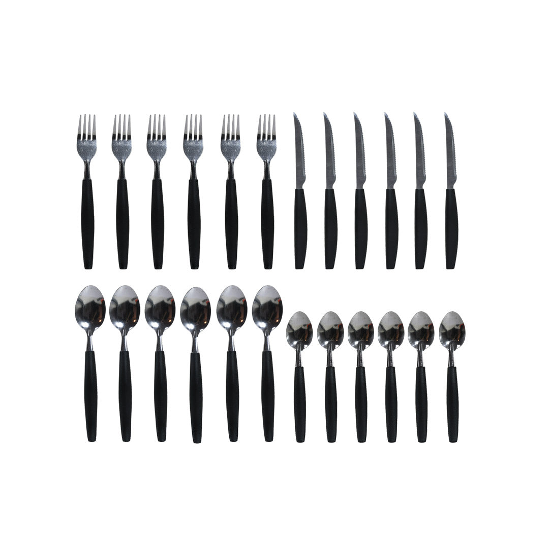 JUEGO DE CUBIERTOS 24PZ MANGO PLASTICO LH-4609