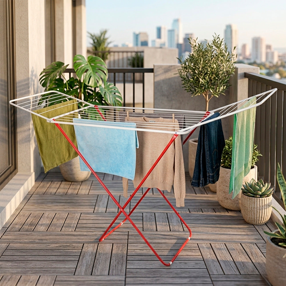 TENDEDERO METALICO DE PIE PLEGABLE P/ROPA LH-2594