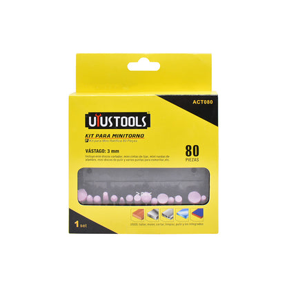 ACCESORIOS PARA MINI TORNO 80PZ UYUSTOOLS  ACT080